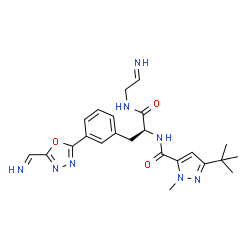 ChemSpider 2D Image | N-(2-Iminoethyl)-3-[5-(iminomethyl)-1,3,4-oxadiazol-2-yl]-Nalpha-{[1-methyl-3-(2-methyl-2-propanyl)-1H-pyrazol-5-yl]carbonyl}-L-phenylalaninamide | C23H28N8O3
