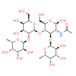 ChemSpider 2D Image | alpha-L-Fucp-(1->2)-beta-D-Galp-(1->4)-[alpha-L-Fucp-(1->3)]-beta-D-GlcpNAc | C26H45NO19