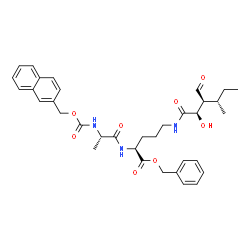 ChemSpider 2D Image | Benzyl N-[(2-naphthylmethoxy)carbonyl]-L-alanyl-N~5~-[(2R,3S,4S)-3-formyl-2-hydroxy-4-methylhexanoyl]-L-ornithinate | C35H43N3O8