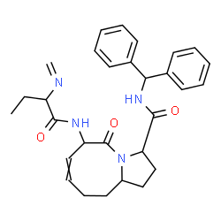 ChemSpider 2D Image | N-(Diphenylmethyl)-6-{[2-(methyleneamino)butanoyl]amino}-5-oxo-1,2,3,5,6,9,10,10a-octahydropyrrolo[1,2-a]azocine-3-carboxamide | C29H34N4O3