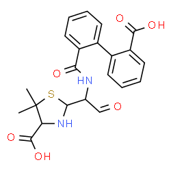 ChemSpider 2D Image | 2-(1-{[(2'-Carboxy-2-biphenylyl)carbonyl]amino}-2-oxoethyl)-5,5-dimethyl-1,3-thiazolidine-4-carboxylic acid | C22H22N2O6S