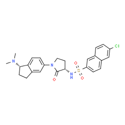 ChemSpider 2D Image | 6-Chloro-N-[(3s)-1-[(1s)-1-Dimethylamino-2,3-Dihydro-1h-Inden-5-Yl]-2-Oxo-Pyrrolidin-3-Yl]naphthalene-2-Sulfonamide | C25H26ClN3O3S