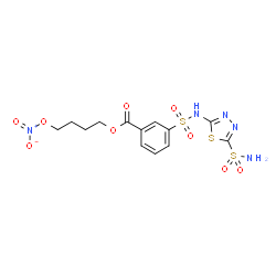ChemSpider 2D Image | 4-(Nitrooxy)butyl 3-[(5-sulfamoyl-1,3,4-thiadiazol-2-yl)sulfamoyl]benzoate | C13H15N5O9S3