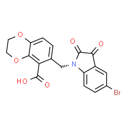 ChemSpider 2D Image | 6-[(5-Bromo-2,3-dioxo-2,3-dihydro-1H-indol-1-yl)methyl]-2,3-dihydro-1,4-benzodioxine-5-carboxylic acid | C18H12BrNO6