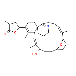 ChemSpider 2D Image | 5-[(2E)-19-Hydroxy-2,15,18,24-tetramethyl-25-oxa-7-azatetracyclo[20.2.1.0~6,11~.0~11,16~]pentacosa-2,6,14,17-tetraen-14-yl]-3-methyldihydro-2(3H)-furanone | C32H47NO4