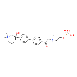 ChemSpider 2D Image | (2R)-2-[4'-({Dimethyl[2-(phosphonooxy)ethyl]ammonio}acetyl)-4-biphenylyl]-2-hydroxy-4,4-dimethylmorpholin-4-ium | C24H35N2O7P