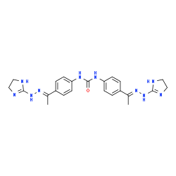 ChemSpider 2D Image | 1,3-Bis{4-[(1e)-N-(4,5-Dihydro-1h-Imidazol-2-Yl)ethanehydrazonoyl]phenyl}urea | C23H28N10O