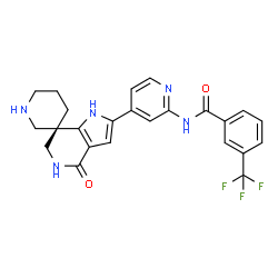 ChemSpider 2D Image | N-{4-[(3S)-4'-Oxo-1',4',5',6'-tetrahydrospiro[piperidine-3,7'-pyrrolo[3,2-c]pyridin]-2'-yl]-2-pyridinyl}-3-(trifluoromethyl)benzamide | C24H22F3N5O2