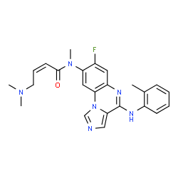 ChemSpider 2D Image | (2Z)-4-(Dimethylamino)-N-{7-fluoro-4-[(2-methylphenyl)amino]imidazo[1,5-a]quinoxalin-8-yl}-N-methyl-2-butenamide | C24H25FN6O