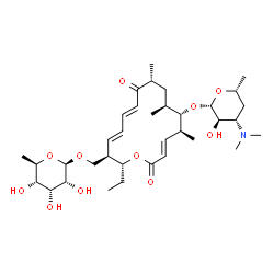 ChemSpider 2D Image | [(2R,3R,4E,6E,9R,11S,12S,13S,14E)-2-Ethyl-9,11,13-trimethyl-8,16-dioxo-12-{[3,4,6-trideoxy-3-(dimethylamino)-beta-D-xylo-hexopyranosyl]oxy}oxacyclohexadeca-4,6,14-trien-3-yl]methyl 6-deoxy-beta-D-allo
pyranoside | C35H57NO11