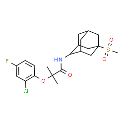 ChemSpider 2D Image | 2-(2-Chloro-4-fluorophenoxy)-2-methyl-N-[5-(methylsulfonyl)adamantan-2-yl]propanamide | C21H27ClFNO4S