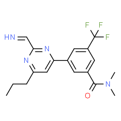 ChemSpider 2D Image | 3-[2-(Iminomethyl)-6-propyl-4-pyrimidinyl]-N,N-dimethyl-5-(trifluoromethyl)benzamide | C18H19F3N4O