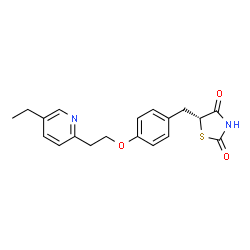 ChemSpider 2D Image | (5R)-5-{4-[2-(5-Ethyl-2-pyridinyl)ethoxy]benzyl}-1,3-thiazolidine-2,4-dione | C19H20N2O3S
