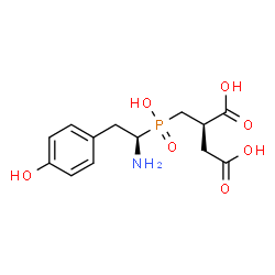 ChemSpider 2D Image | (2R)-2-({[(1R)-1-Amino-2-(4-hydroxyphenyl)ethyl](hydroxy)phosphoryl}methyl)succinic acid | C13H18NO7P