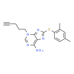 ChemSpider 2D Image | 8-((2,4-Dimethylphenyl)thio)-3-(pent-4-yn-1-yl)-3H-purin-6-amine | C18H19N5S