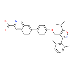 ChemSpider 2D Image | 7-(4-{[3-(2,6-Dimethylphenyl)-5-isopropyl-1,2-oxazol-4-yl]methoxy}phenyl)-3-isoquinolinecarboxylic acid | C31H28N2O4