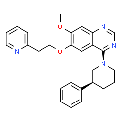 ChemSpider 2D Image | 7-Methoxy-4-[(3S)-3-phenyl-1-piperidinyl]-6-[2-(2-pyridinyl)ethoxy]quinazoline | C27H28N4O2