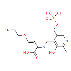 ChemSpider 2D Image | (2E,3E)-4-(2-Aminoethoxy)-2-[({3-hydroxy-2-methyl-5-[(phosphonooxy)methyl]-4-pyridinyl}methyl)imino]-3-butenoic acid | C14H20N3O8P