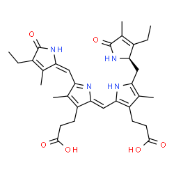 ChemSpider 2D Image | 3-[2-[(Z)-[3-(2-carboxyethyl)-5-[(E)-(4-ethyl-3-methyl-5-oxo-pyrrol-2-ylidene)methyl]-4-methyl-pyrrol-2-ylidene]methyl]-5-[[(2R)-3-ethyl-4-methyl-5-oxo-1,2-dihydropyrrol-2-yl]methyl]-4-methyl-1H-pyrrol-3-yl]propanoic acid | C33H40N4O6