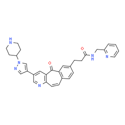 ChemSpider 2D Image | 3-{5-Oxo-3-[1-(4-piperidinyl)-1H-pyrazol-4-yl]-5H-benzo[4,5]cyclohepta[1,2-b]pyridin-7-yl}-N-(2-pyridinylmethyl)propanamide | C31H30N6O2