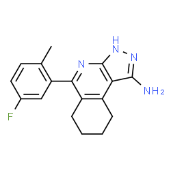 ChemSpider 2D Image | 5-(5-Fluoro-2-methylphenyl)-6,7,8,9-tetrahydro-3H-pyrazolo[3,4-c]isoquinolin-1-amine | C17H17FN4