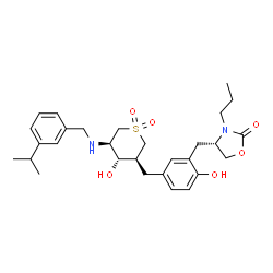 ChemSpider 2D Image | (4S)-4-[2-Hydroxy-5-({(3S,4S,5R)-4-hydroxy-5-[(3-isopropylbenzyl)amino]-1,1-dioxidotetrahydro-2H-thiopyran-3-yl}methyl)benzyl]-3-propyl-1,3-oxazolidin-2-one | C29H40N2O6S
