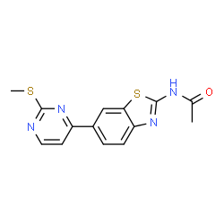ChemSpider 2D Image | N-{6-[2-(Methylsulfanyl)-4-pyrimidinyl]-1,3-benzothiazol-2-yl}acetamide | C14H12N4OS2