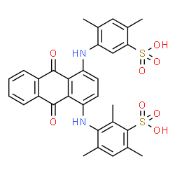 ChemSpider 2D Image | 3-({4-[(2,4-Dimethyl-5-sulfophenyl)amino]-9,10-dioxo-9,10-dihydro-1-anthracenyl}amino)-2,4,6-trimethylbenzenesulfonic acid | C31H28N2O8S2