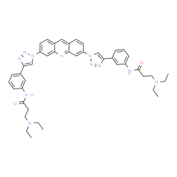 ChemSpider 2D Image | N,N'-[3,6-Acridinediylbis(1H-1,2,3-triazole-1,4-diyl-3,1-phenylene)]bis[3-(diethylamino)propanamide] | C43H47N11O2