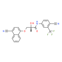 ChemSpider 2D Image | (2S)-3-[(4-Cyano-1-naphthyl)oxy]-N-[4-cyano-3-(trifluoromethyl)phenyl]-2-hydroxy-2-methylpropanamide | C23H16F3N3O3