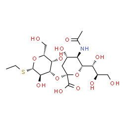 ChemSpider 2D Image | ethyl 3-O-[5-(acetylamino)-3,5-dideoxy-D-glycero-alpha-D-galacto-non-2-ulopyranonosyl]-1-thio-beta-D-galactopyranoside | C19H33NO13S