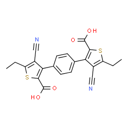 ChemSpider 2D Image | 3,3'-(1,4-Phenylene)bis(4-cyano-5-ethyl-2-thiophenecarboxylic acid) | C22H16N2O4S2