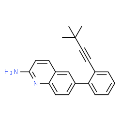 ChemSpider 2D Image | 6-[2-(3,3-Dimethyl-1-butyn-1-yl)phenyl]-2-quinolinamine | C21H20N2