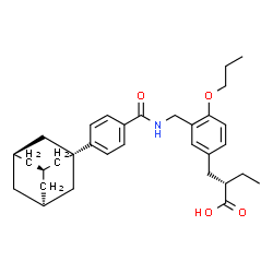 ChemSpider 2D Image | (2S)-2-{3-[({4-[(3s,5s,7s)-Adamantan-1-yl]benzoyl}amino)methyl]-4-propoxybenzyl}butanoic acid | C32H41NO4