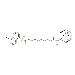 ChemSpider 2D Image | (1r,3s,5R,7S)-N-[8-({[5-(Dimethylamino)-1-naphthyl]sulfonyl}amino)octyl]-3-hydroxy-1-adamantanecarboxamide | C31H45N3O4S