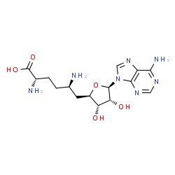 ChemSpider 2D Image | (5R)-5-Amino-6-[(2R,3S,4R,5R)-5-(6-amino-9H-purin-9-yl)-3,4-dihydroxytetrahydro-2-furanyl]-L-norleucine | C15H23N7O5