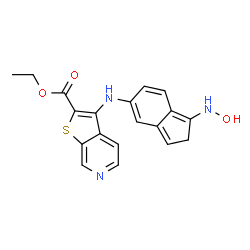 ChemSpider 2D Image | Ethyl 3-{[1-(hydroxyamino)-2H-inden-5-yl]amino}thieno[2,3-c]pyridine-2-carboxylate | C19H17N3O3S
