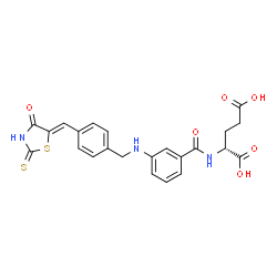 ChemSpider 2D Image | N-[3-({4-[(Z)-(4-Oxo-2-thioxo-1,3-thiazolidin-5-ylidene)methyl]benzyl}amino)benzoyl]-D-glutamic acid | C23H21N3O6S2