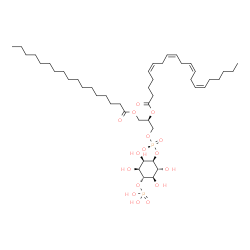 ChemSpider 2D Image | (2R)-1-(Heptadecanoyloxy)-3-{[(R)-hydroxy{[(1R,2R,3R,4R,5S,6R)-2,3,5,6-tetrahydroxy-4-(phosphonooxy)cyclohexyl]oxy}phosphoryl]oxy}-2-propanyl (5Z,8Z,11Z,14Z)-5,8,11,14-icosatetraenoate | C46H82O16P2