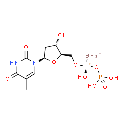 ChemSpider 2D Image | 2*-deoxy-thymidine-5*-alpha borano diphosphate (isomer rp) | C10H19BN2O10P2