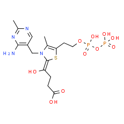 ChemSpider 2D Image | (4E)-4-{3-[(4-amino-2-methylpyrimidin-5-yl)methyl]-5-(2-{[(S)-hydroxy(phosphonooxy)phosphoryl]oxy}ethyl)-4-methyl-1,3-thiazol-2(3H)-ylidene}-4-hydroxybutanoic acid | C16H24N4O10P2S