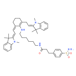 ChemSpider 2D Image | 3-(4-Sulfamoylphenyl)-N-[6-({(6z)-2-[(2z)-2-(1,3,3-Trimethyl-1,3-Dihydro-2h-Indol-2-Ylidene)ethyl]-6-[(2e)-2-(1,3,3-Trimethyl-1,3-Dihydro-2h-Indol-2-Ylidene)ethylidene]cyclohex-1-En-1-Yl}amino)hexyl]propanamide | C47H61N5O3S