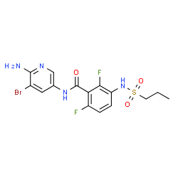 ChemSpider 2D Image | N-(6-Amino-5-bromo-3-pyridinyl)-2,6-difluoro-3-[(propylsulfonyl)amino]benzamide | C15H15BrF2N4O3S