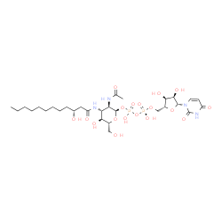ChemSpider 2D Image | uridine-5'-diphosphate-3-N-(R-3-hydroxylauroyl)-N-acetyl-D-glucosamine | C29H50N4O18P2