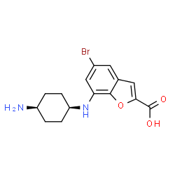 ChemSpider 2D Image | 7-[(cis-4-Aminocyclohexyl)amino]-5-bromo-1-benzofuran-2-carboxylic acid | C15H17BrN2O3