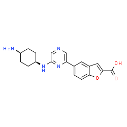 ChemSpider 2D Image | 5-{6-[(trans-4-Aminocyclohexyl)amino]-2-pyrazinyl}-1-benzofuran-2-carboxylic acid | C19H20N4O3