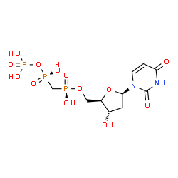 ChemSpider 2D Image | 2'-Deoxy-5'-O-[(R)-hydroxy{[(R)-hydroxy(phosphonooxy)phosphoryl]methyl}phosphoryl]uridine | C10H17N2O13P3