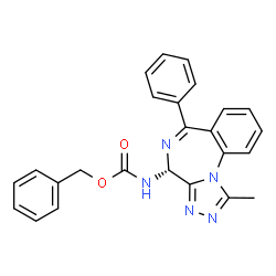 ChemSpider 2D Image | Benzyl [(4R)-1-methyl-6-phenyl-4H-[1,2,4]triazolo[4,3-a][1,4]benzodiazepin-4-yl]carbamate | C25H21N5O2