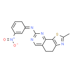 ChemSpider 2D Image | (1Z)-N-(2-Methyl-4,5-dihydro[1,3]thiazolo[4,5-h]quinazolin-8-yl)-3-nitro-2,4-cyclohexadien-1-imine | C16H13N5O2S