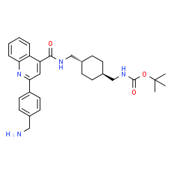 ChemSpider 2D Image | tert-butyl [(trans-4-{[({2-[4-(aminomethyl)phenyl]quinolin-4-yl}carbonyl)amino]methyl}cyclohexyl)methyl]carbamate | C30H38N4O3